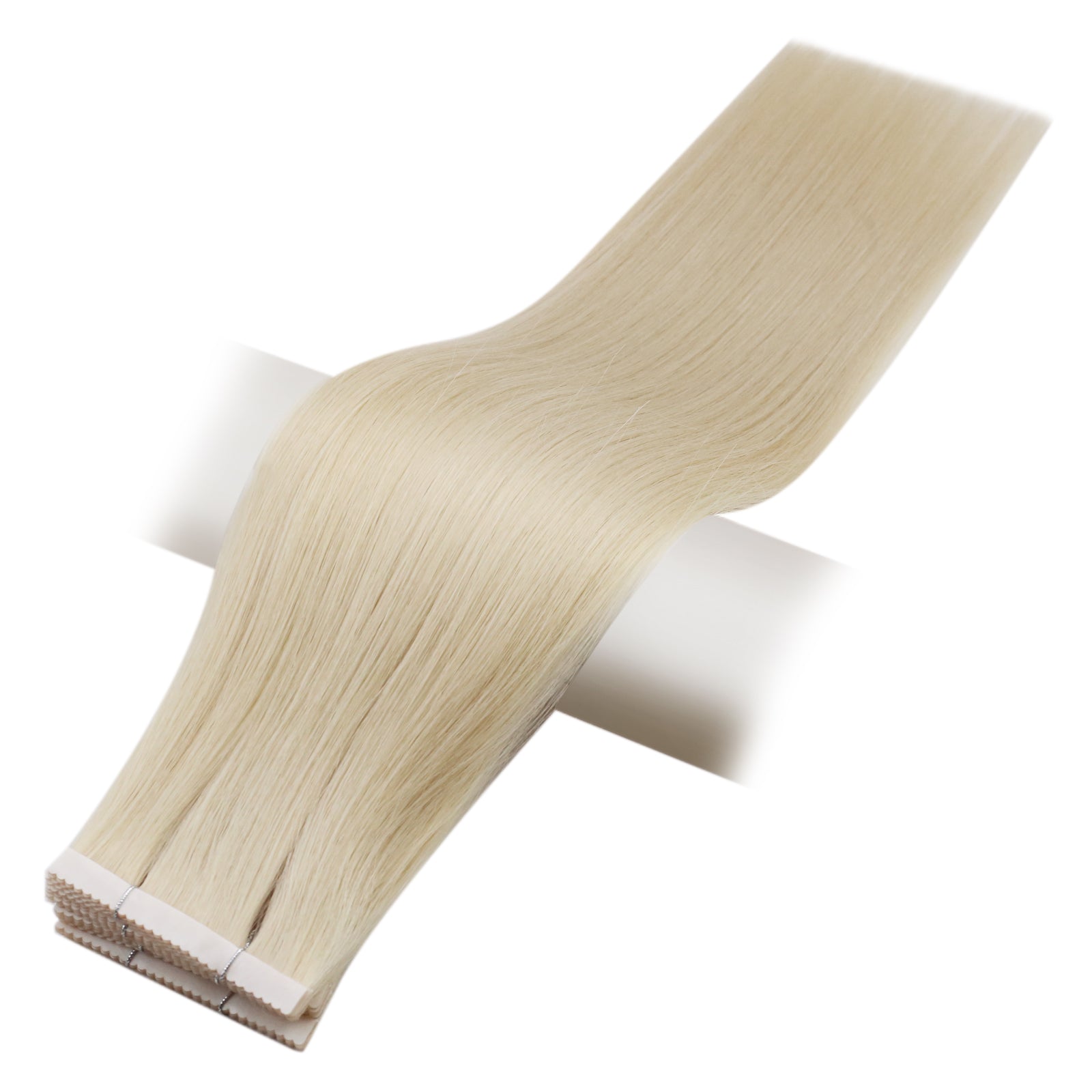 Platinum Blonde Human Hair Tape-In Extensions - Image 13