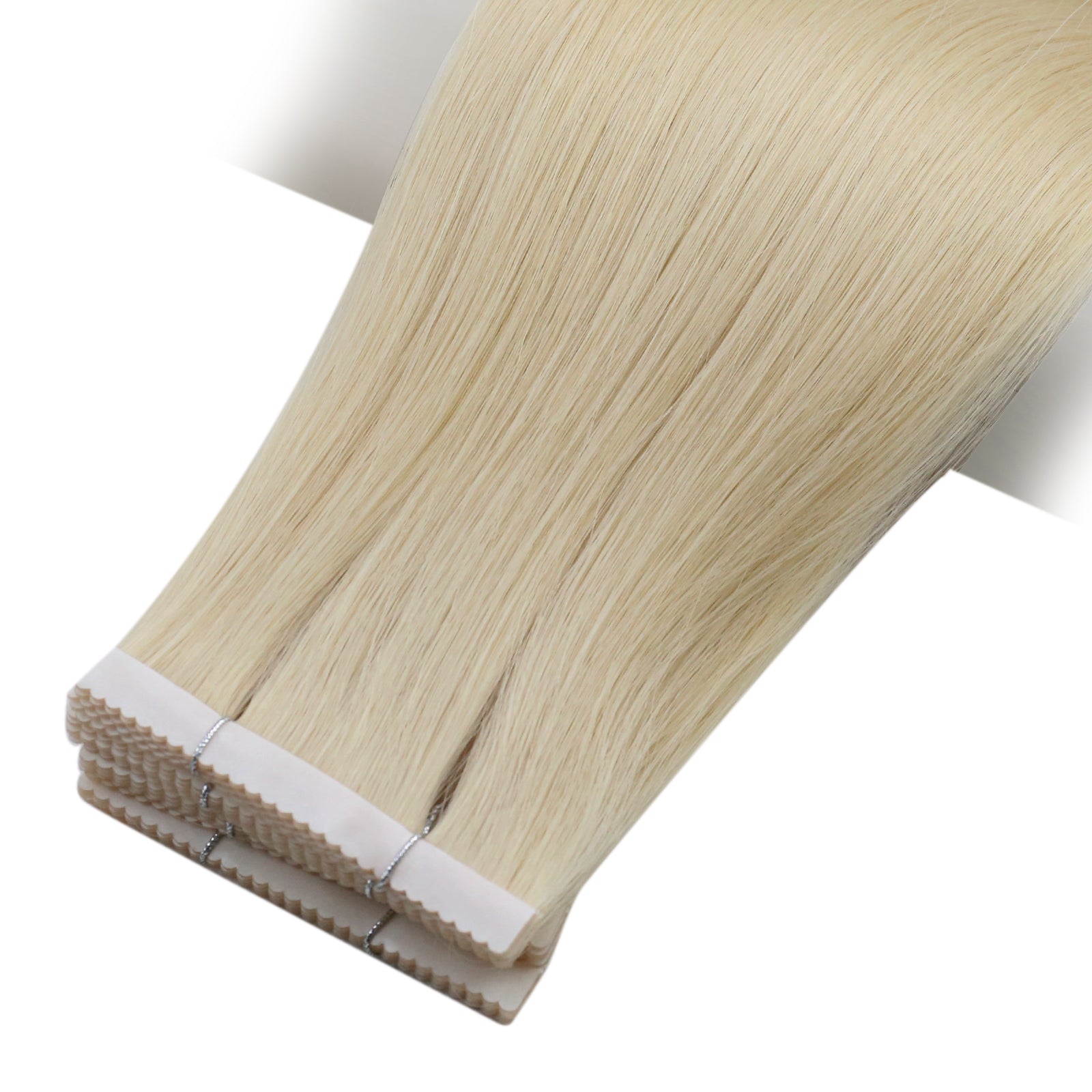 Platinum Blonde Human Hair Tape-In Extensions - Image 7