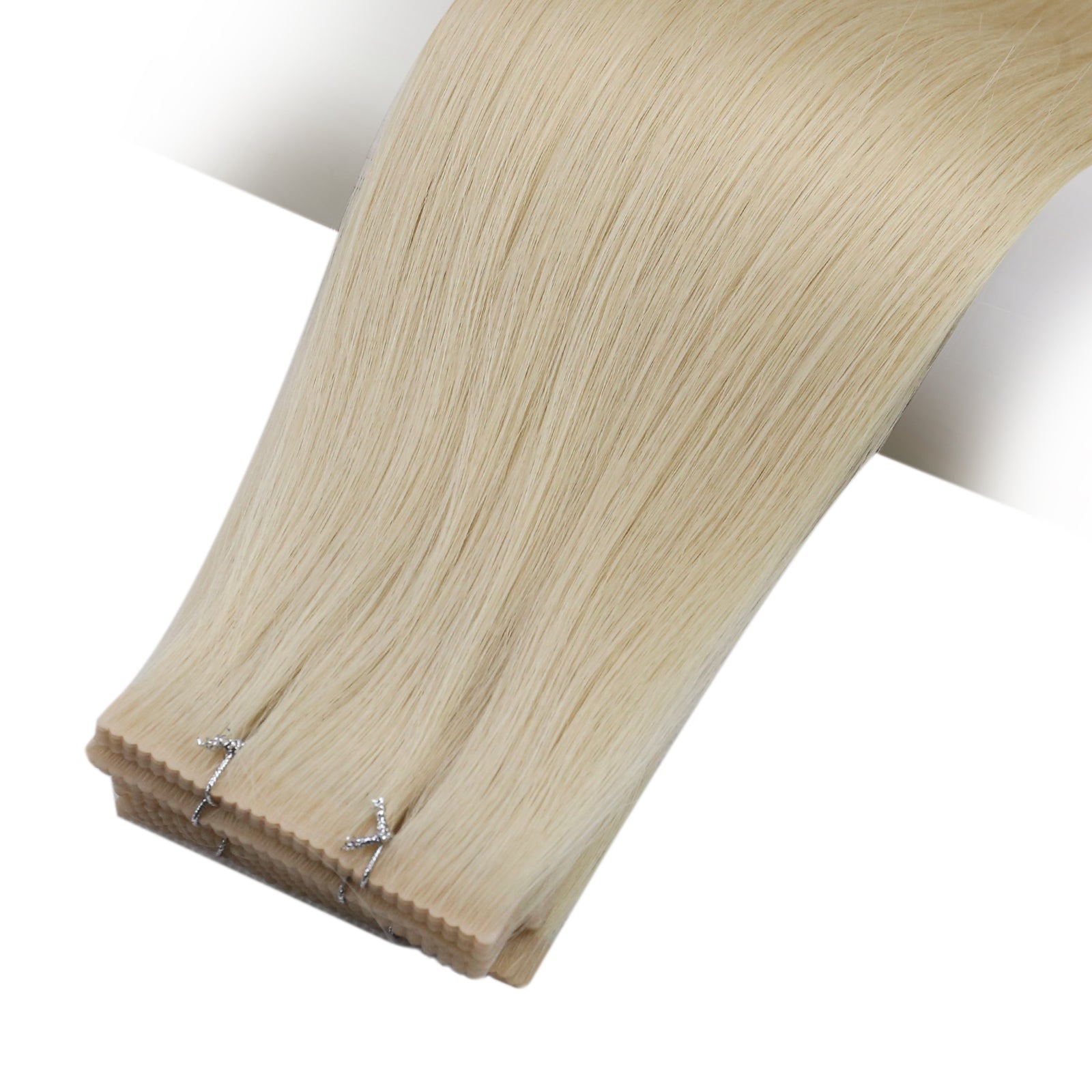 Platinum Blonde Human Hair Tape-In Extensions - Image 3