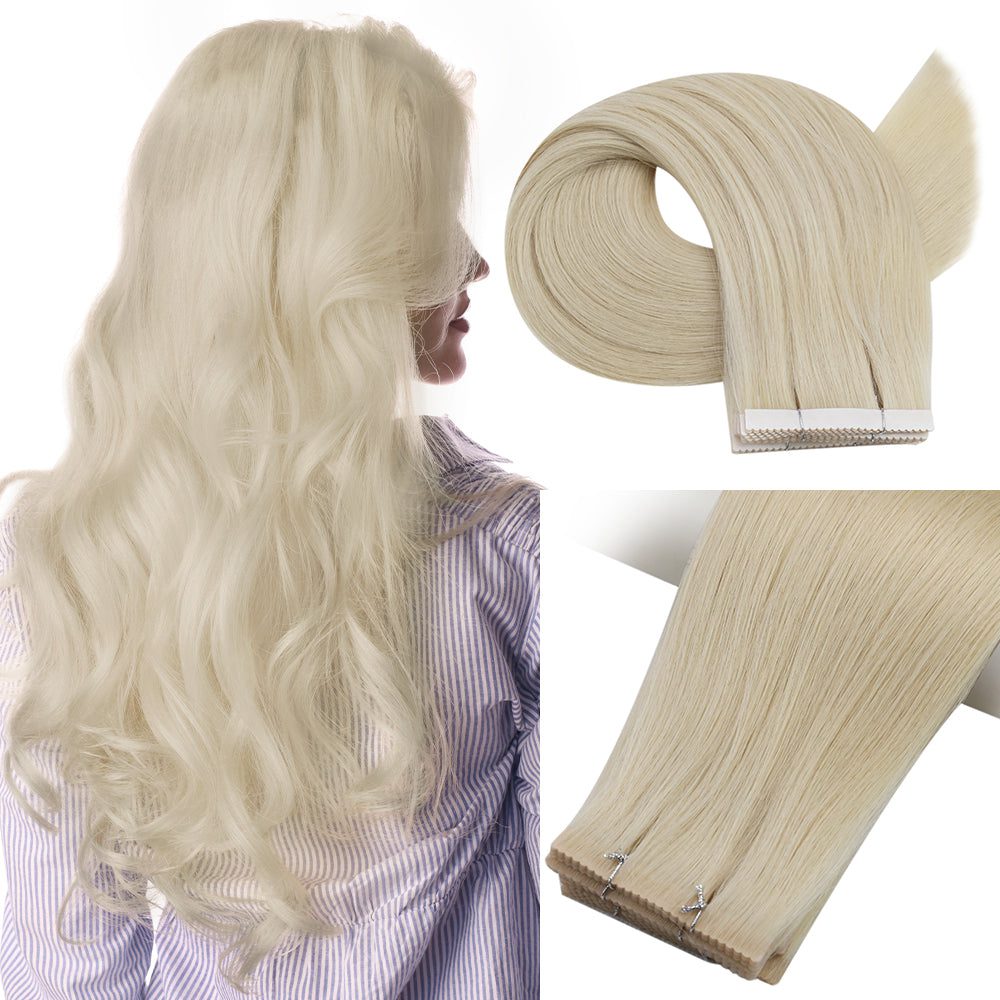 Platinum Blonde Human Hair Tape-In Extensions