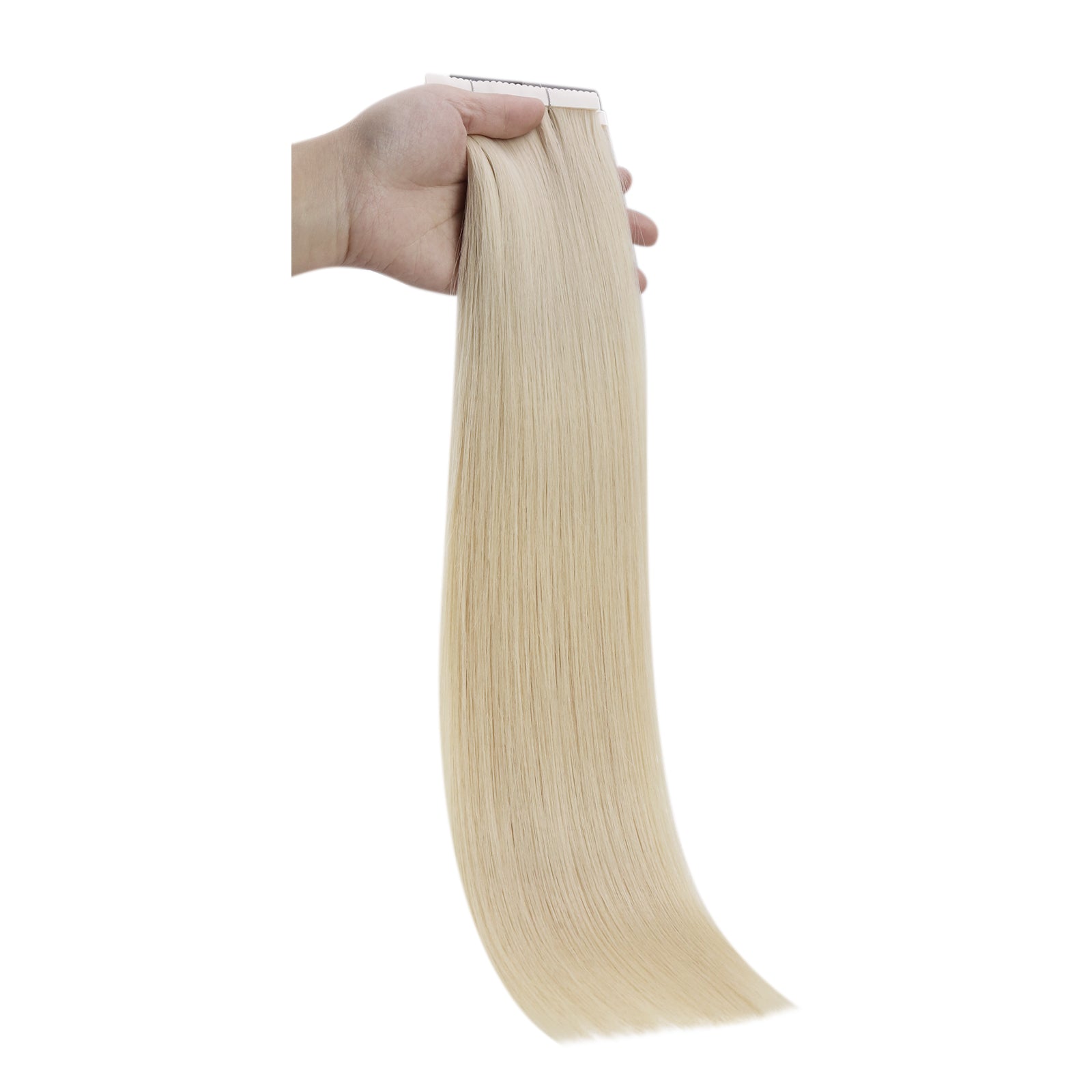 Platinum Blonde Human Hair Tape-In Extensions - Image 12
