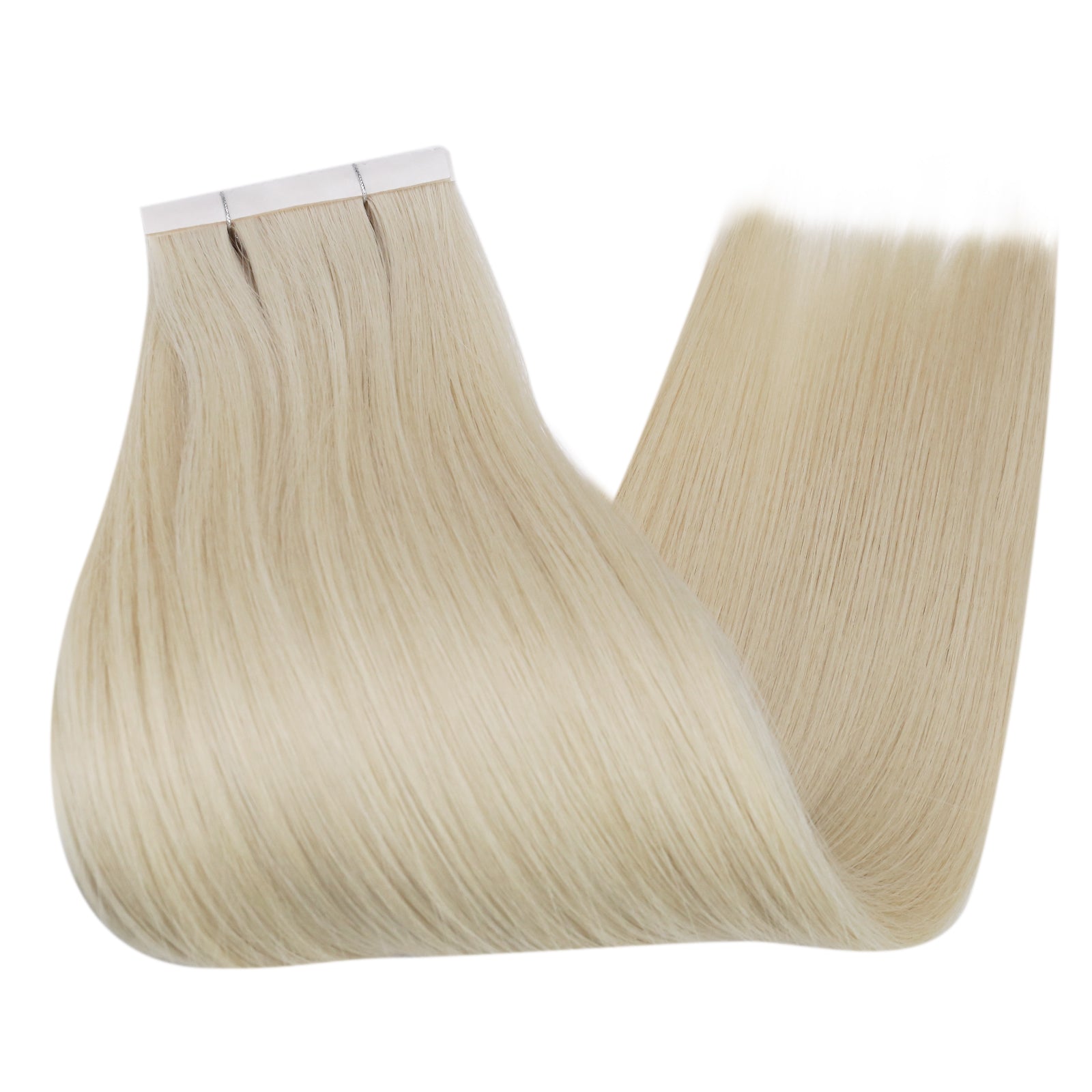 Platinum Blonde Human Hair Tape-In Extensions - Image 9