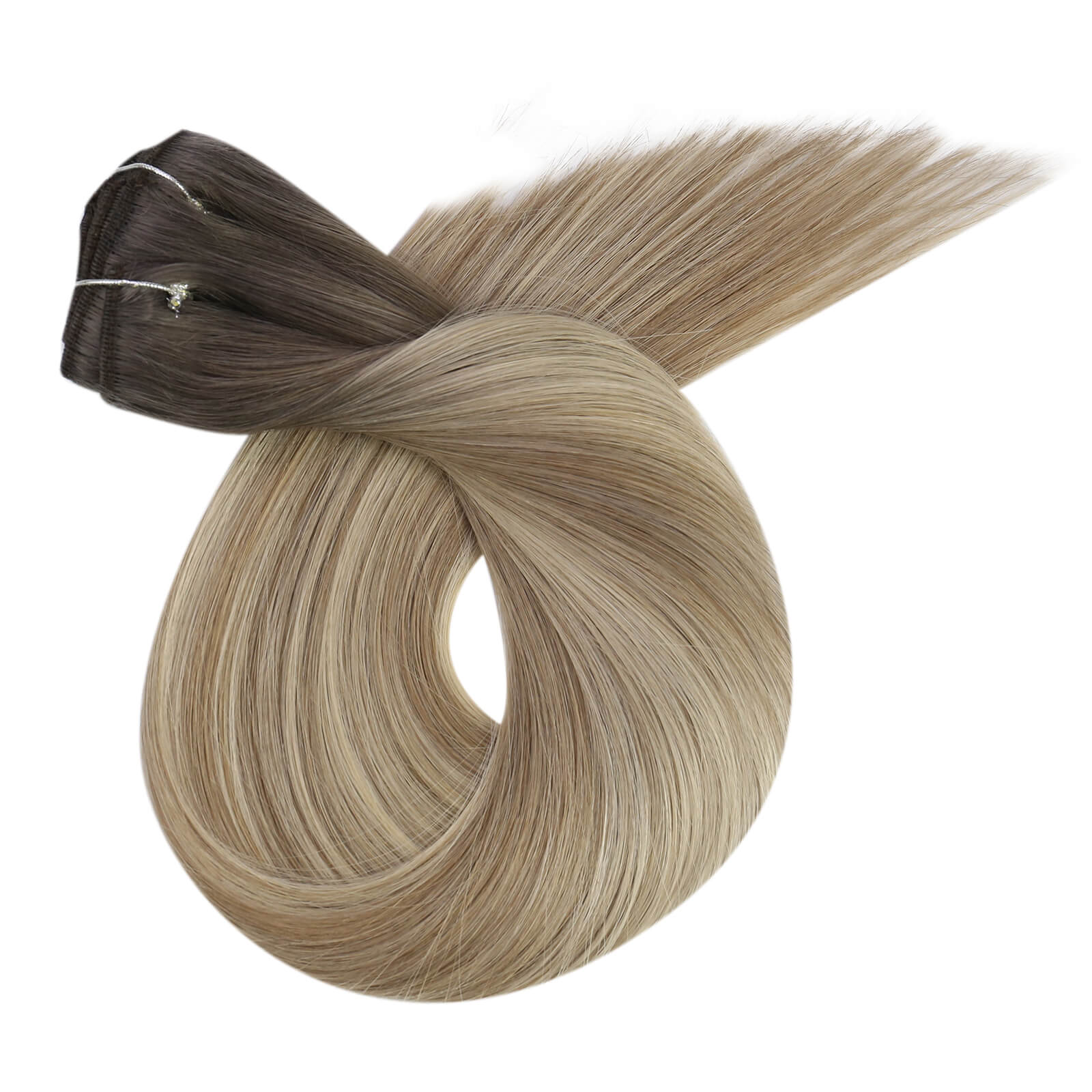 Virgin Human Hair Clip In Extensions Balayage Brown Blonde - Image 2